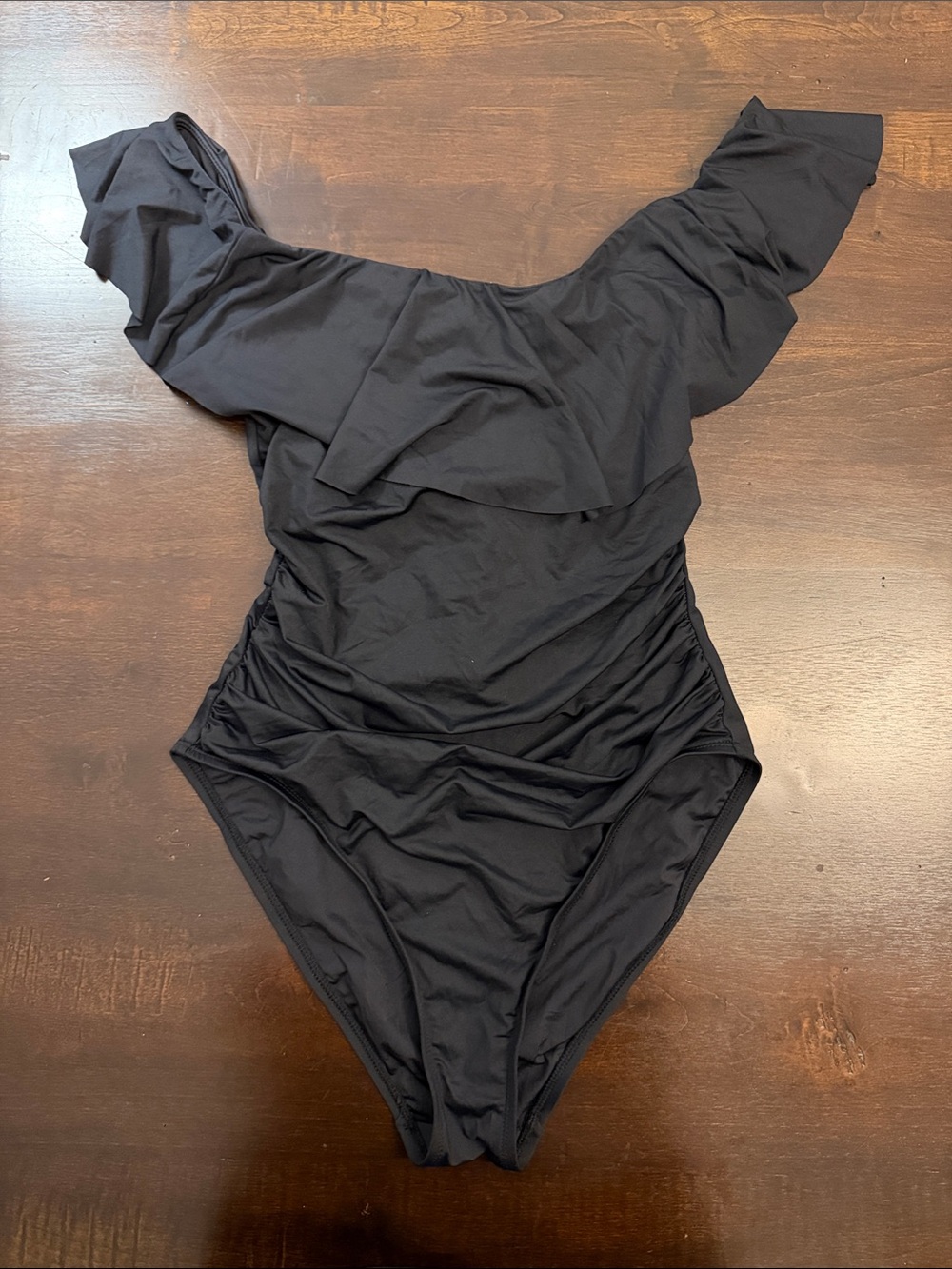 Woman’s Black Ruffle One-Piece Swimsuit